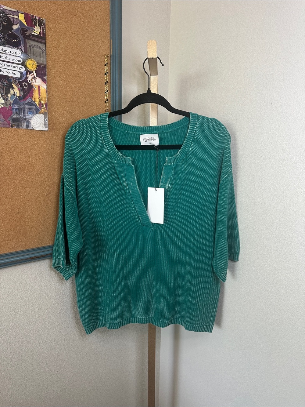 Stitches+Stripes | Collection Teal Green V Neck Knit Top